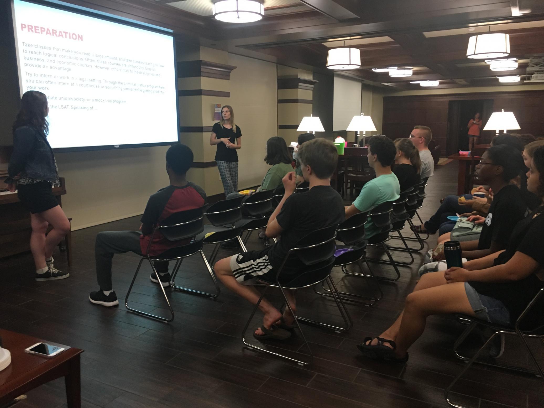 FRC Alumni, Melina Lewis and Lyddy O'Brien, discussing Law School