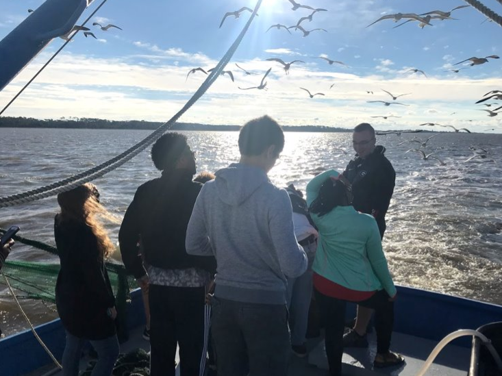 Trawling with Dr. Damon Gannon at Sapelo