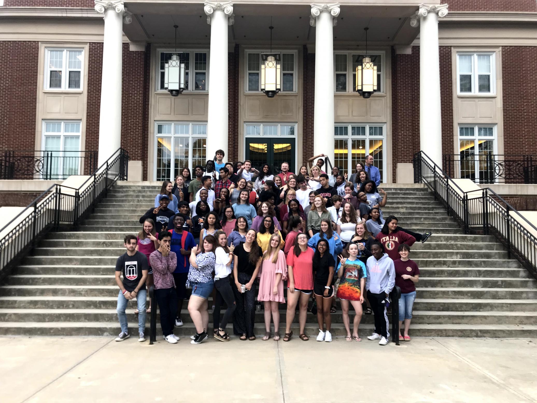 FRC group picture in front of Rutherford Hall