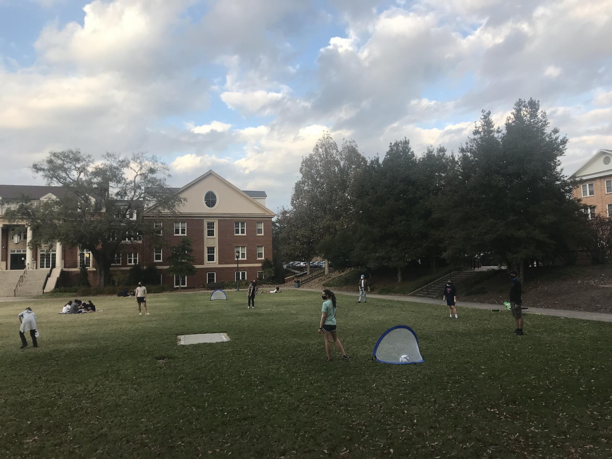 FRC members enjoy a 'social distancing' game of soccer