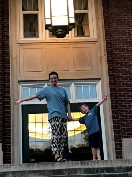 FRC Academic Advisor in Residence & Cooper on steps of Rutherford