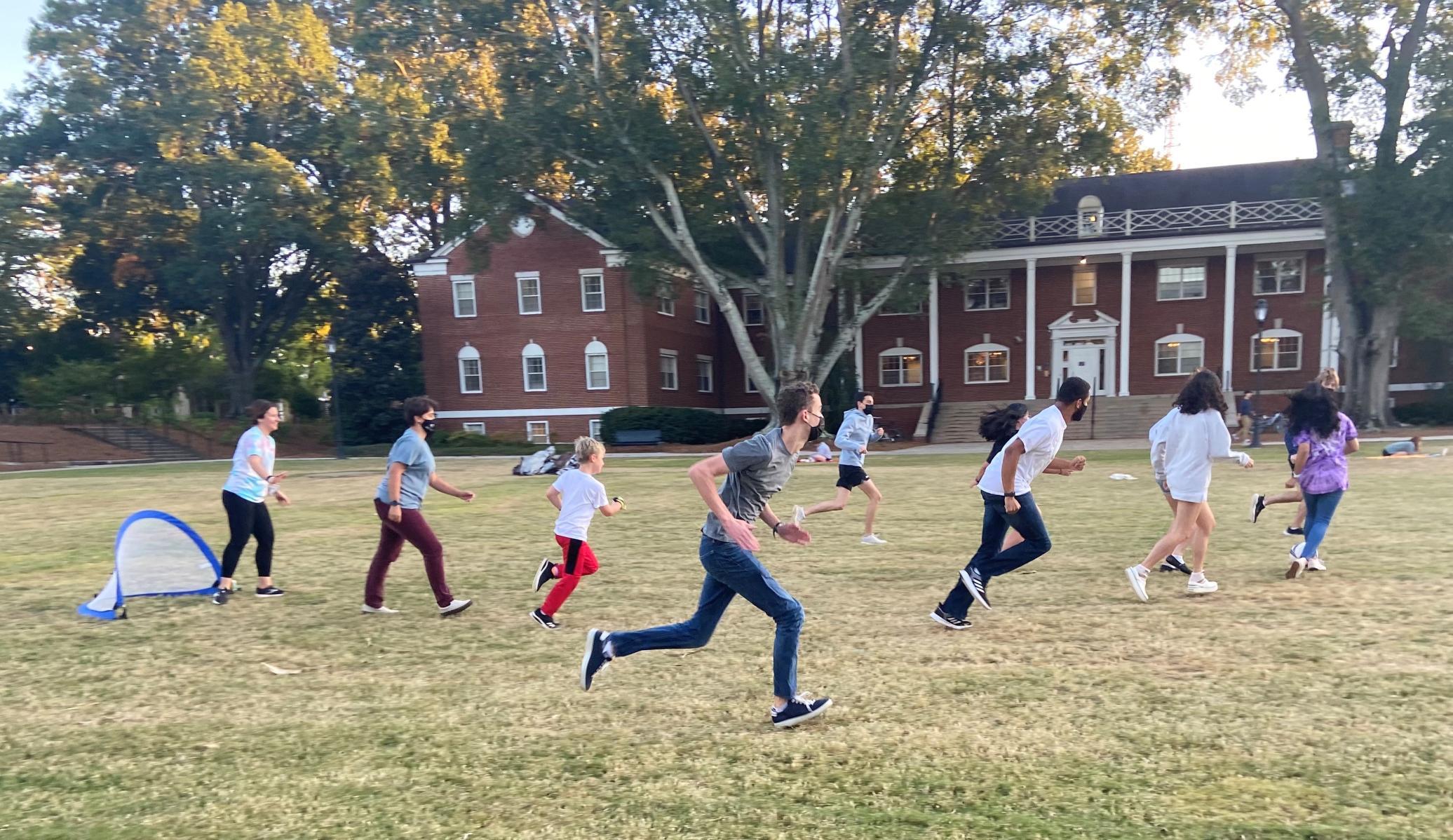 FRC members play soccer on Cooper's Cookie Night Birthday Day special