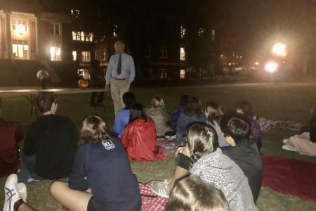 FRC members on quad listening to Dr. Shaw's talk.